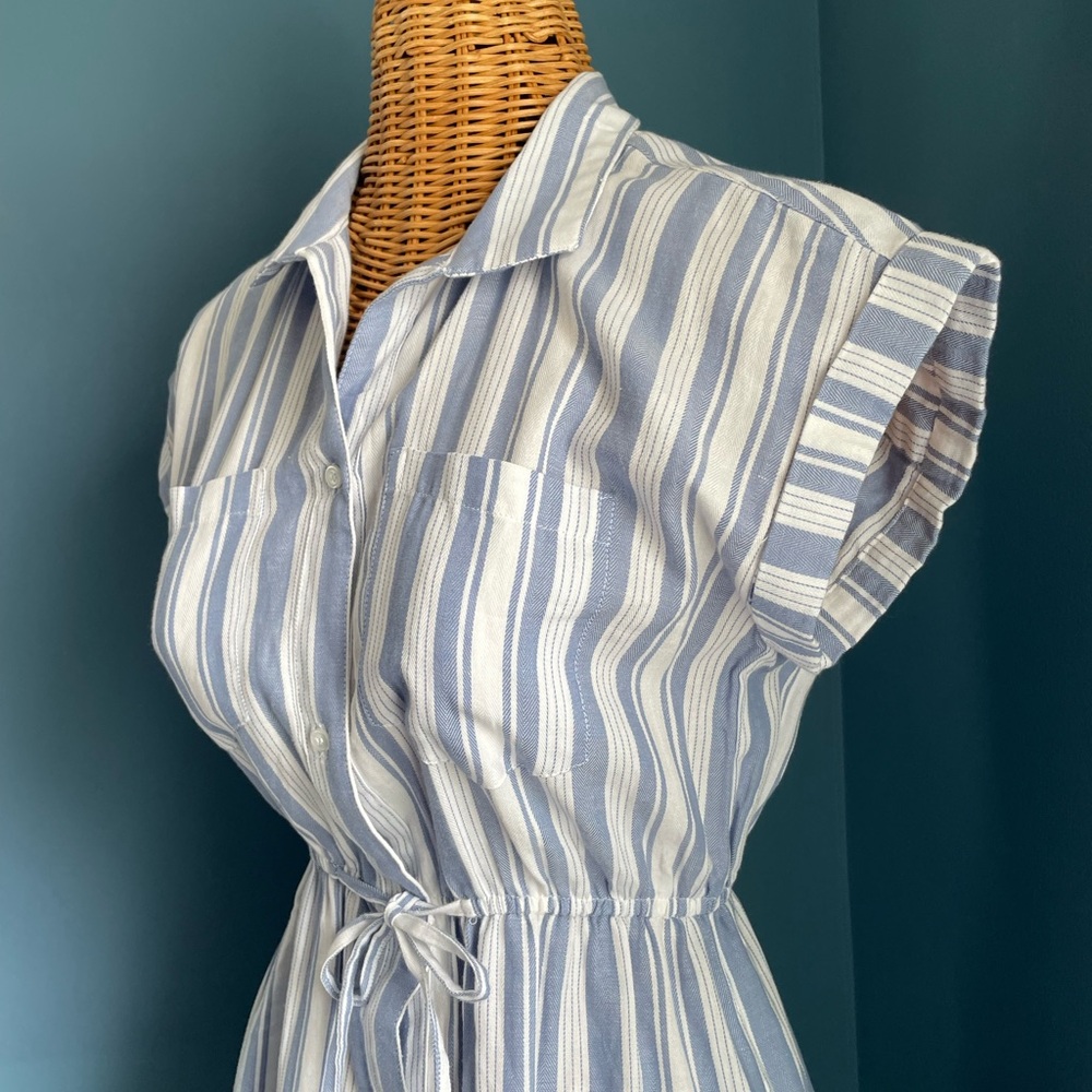 Japna Blue White Stripe Summer Dress 100% Cotton - Picture 6 of 9